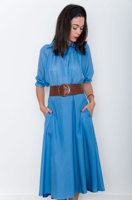 Vintage 70s Blue Hippy Dress Size L ...