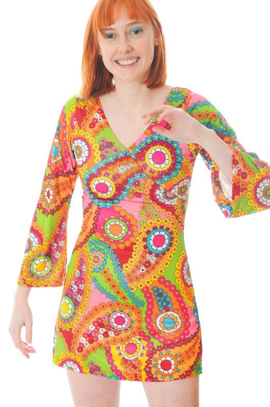 Vintage 90s Sixties Psychedelic Flower ...