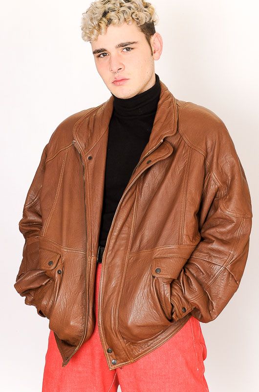 Vintage s Brown Bomber Quilted Leather Aircraft Size XL