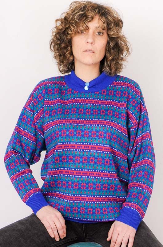1980s textile print sweatshirt Size M
