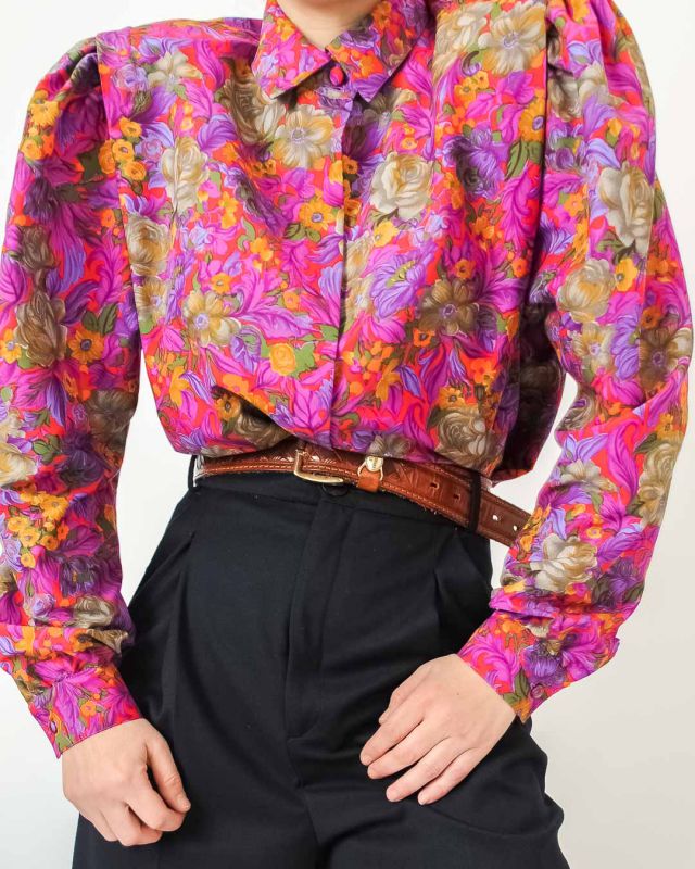 Blusa 80s Abullonada Rosas M L Bichovintage - Tienda online de ropa vintage y retro