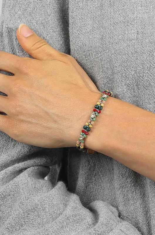 Adjustable Elsa Franck Herval Bijoux Brilliant Strass Red Bracelet - 1