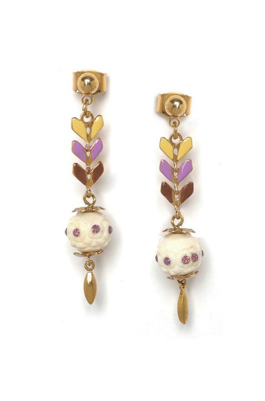 Les Inseparable Chain Franck Herval Pendant Purple Gold Earrings - 1