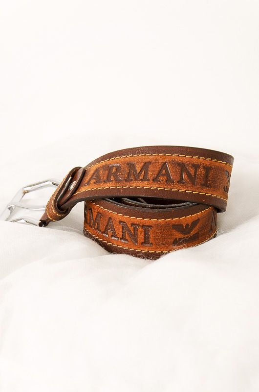 Vintage Armani Belt Brown Maxi Logo - 2
