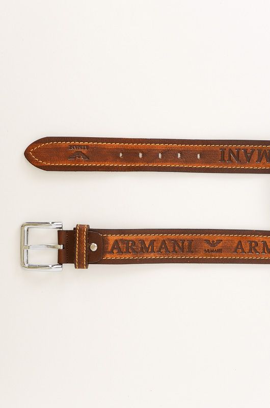 Cinturón Vintage Armani Marrón Maxi Logo - 4