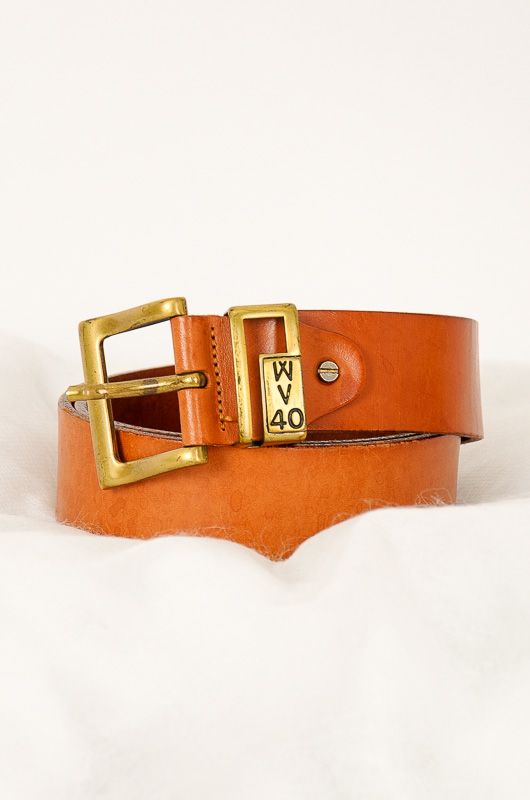 Vintage 90s Brown Camel Engraved Herringbone Leather Belt - 1