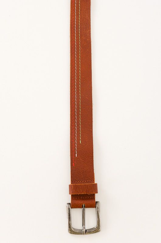 Vintage 90s Belt Brown Leather Stripes Colors - 2