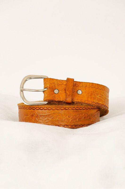Vintage Camel Leather Belt Snake - 1