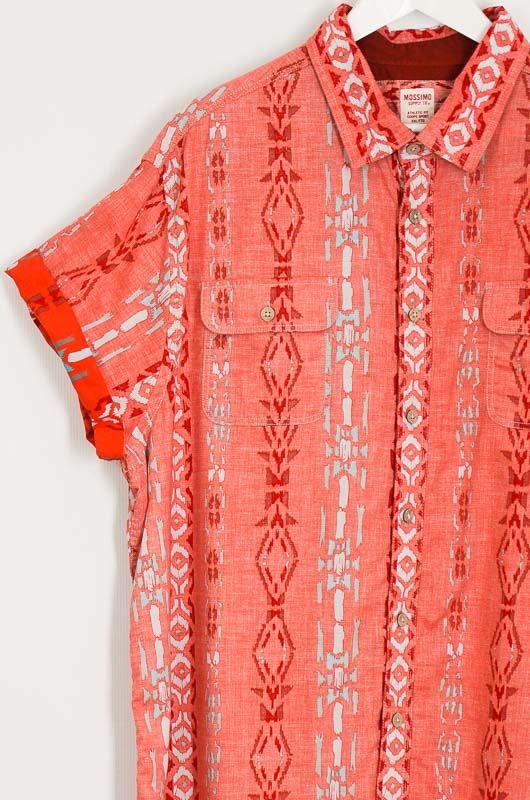 Vintage 90s Hawaiian Tribal Mossimo Cotton Orange Shirt Size XL - 2