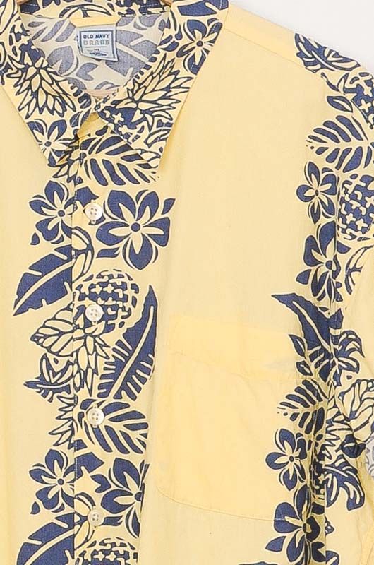 Vintage Hawaiian Shirt Yellow Tropical Cotton Size XL - 2