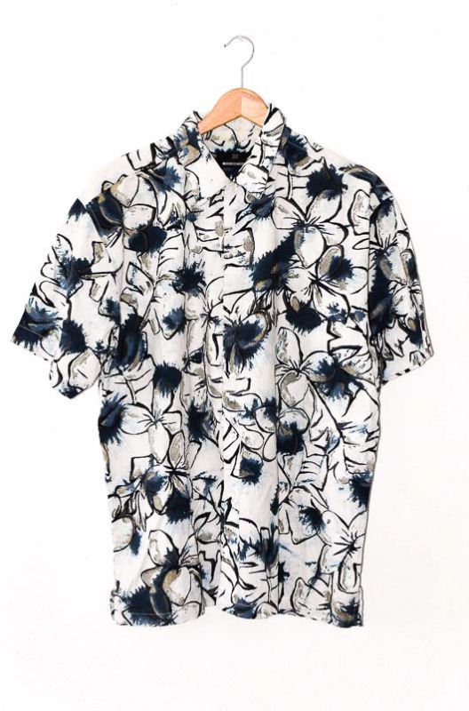 Vintage 90s Hawaiian Leaves Shirt Size L - 2