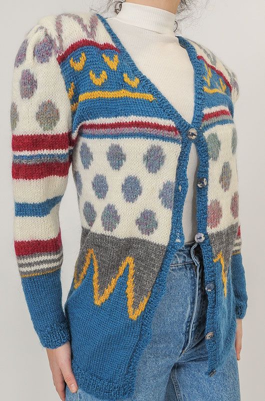Vintage 70s 80s Puffed Angora Knitted Jacket Size S - M - 2