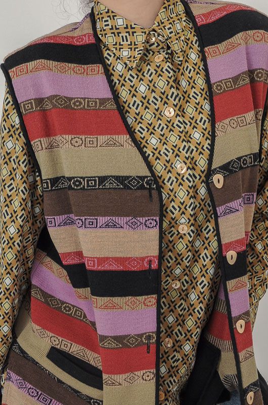 Vintage 90s Ethnic Striped Knit Vest Size M - L - 5