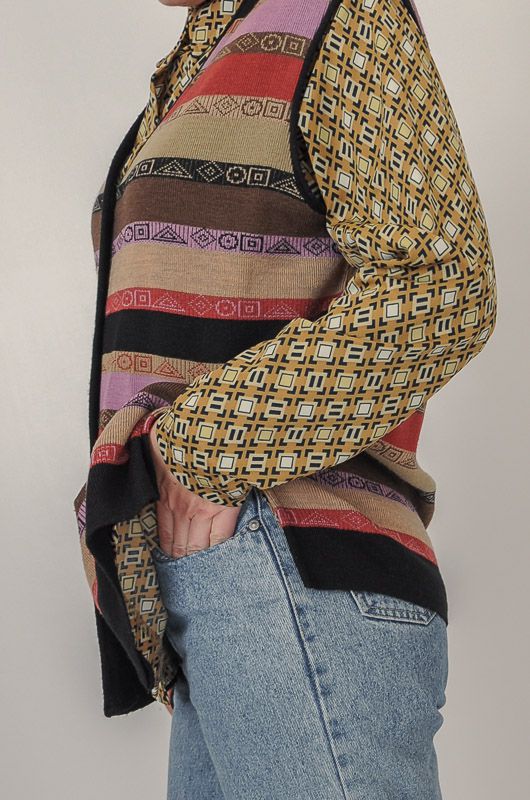 Vintage 90s Ethnic Striped Knit Vest Size M - L - 4