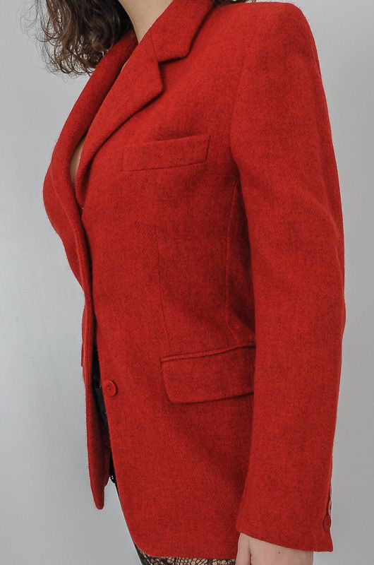 Blazer Vintage Chic Minimalista Rojo Talla S - 6