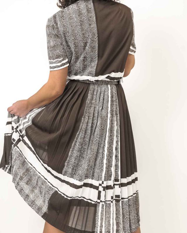 Vintage 70s Geometric Pleated Dress Size S - M - 7