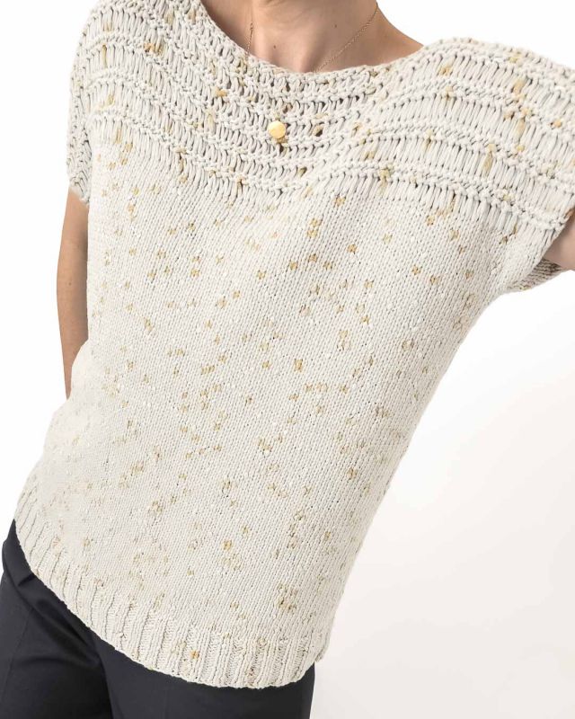 Classic Vintage Knitted Sweater Gold Speckles Size M - L - 5