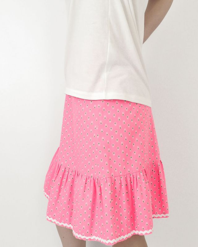 Vintage 70s Pink Daisy Skirt Size S - M - 4