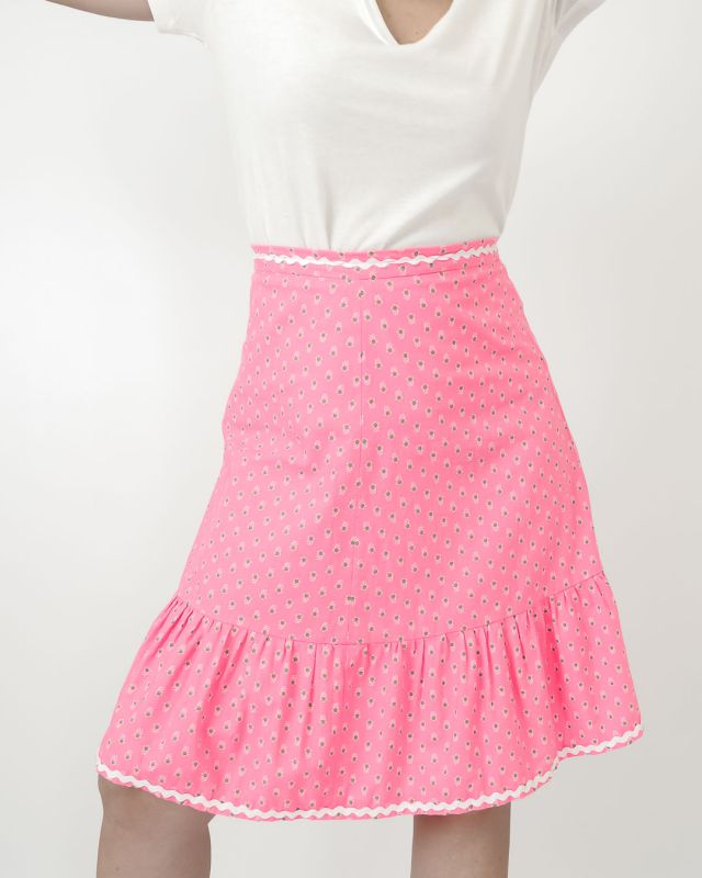 Vintage 70s Pink Daisy Skirt Size S - M - 3