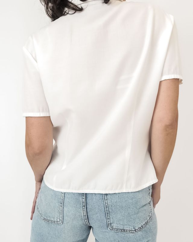 Vintage 80s 90s White Pleated Shirt Size M - L - 5