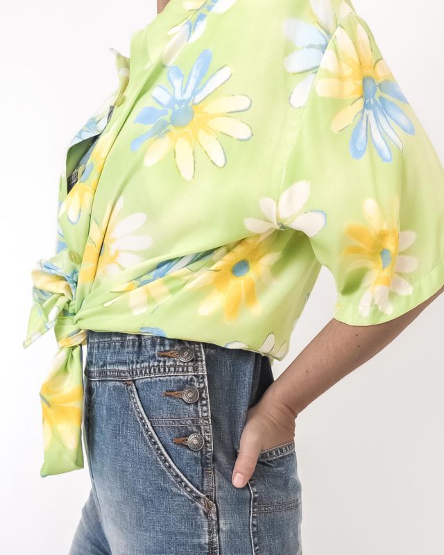 Camisa Vintage Hawai Margaridas Viscosa Talle M - L - 3