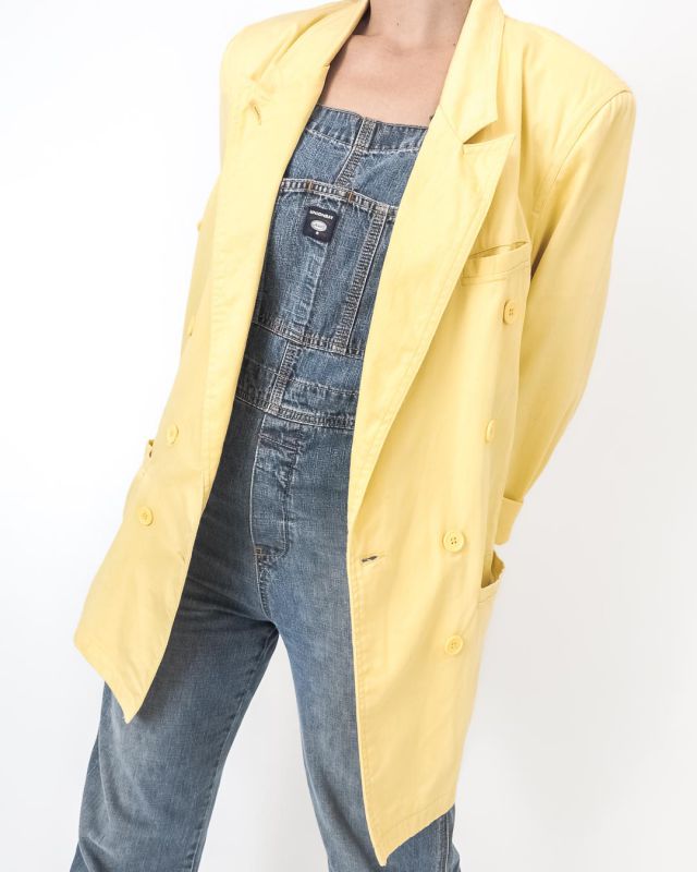 Vintage 90s Yellow Double Breasted Blazer Size M - L - 5