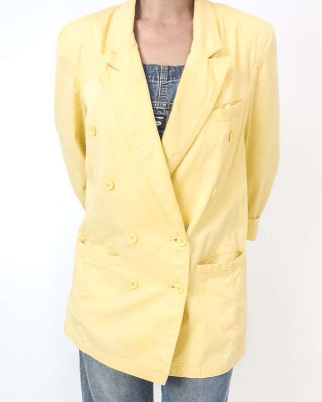 Vintage 90s Yellow Double Breasted Blazer Size M - L - 3