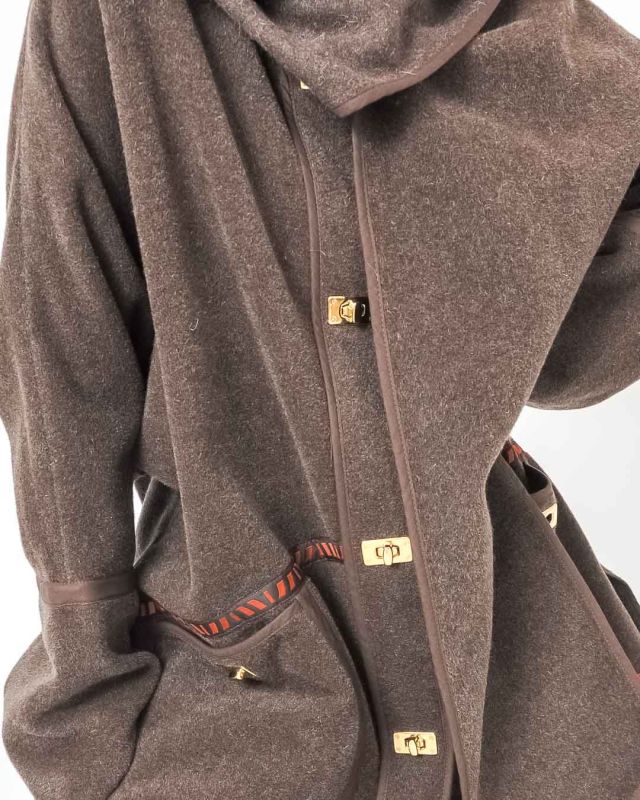 Midi Vintage 90s Brown Angora Wool Coat Size M - L - 6