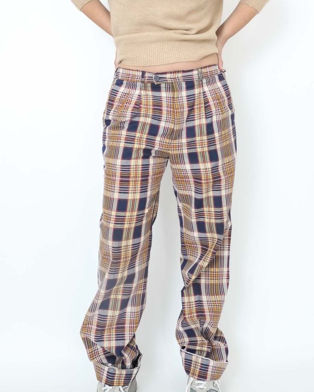 Vintage Plaid Male Trousers with Tweezers Size L - XL - 2