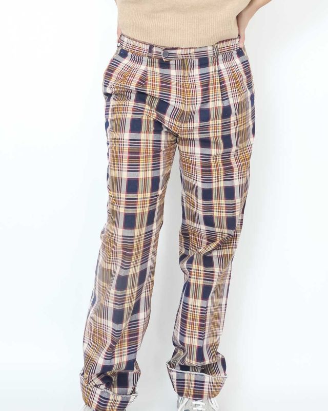 Vintage Plaid Male Trousers with Tweezers Size L - XL - 4