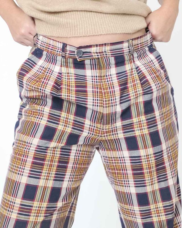 Vintage Plaid Male Trousers with Tweezers Size L - XL - 7