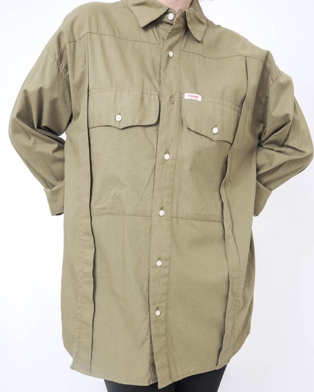 Vintage 80s Worker Long Overshirt Shirt Size M - 1