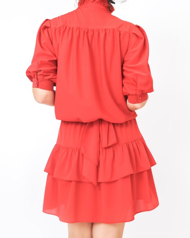 Vintage 80s Red Ruffled Dress Size M - L - 5
