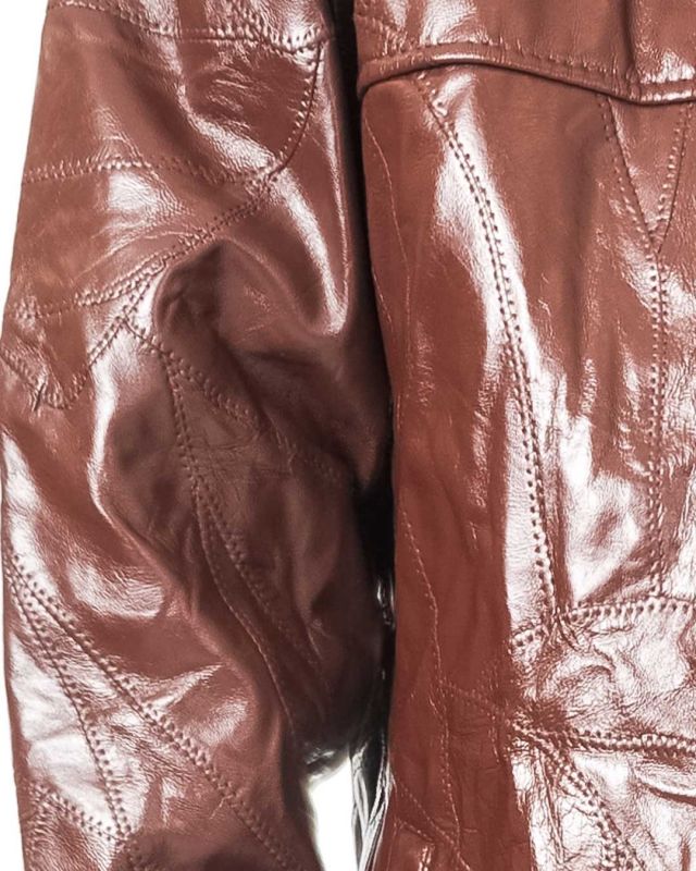 Vintage Patchwork Synthetic Leather Jacket Size M - L - 2
