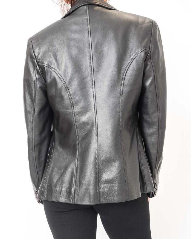 Vintage 90s Black Leather Blazer Size S - M - 4