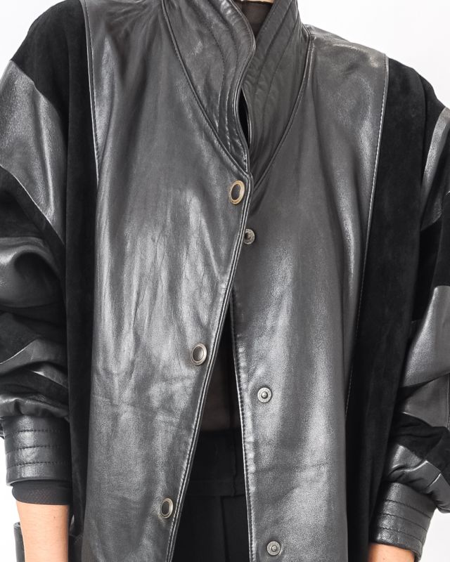 Vintage 80s Black Leather and Suede Jacket Size M - L - 6
