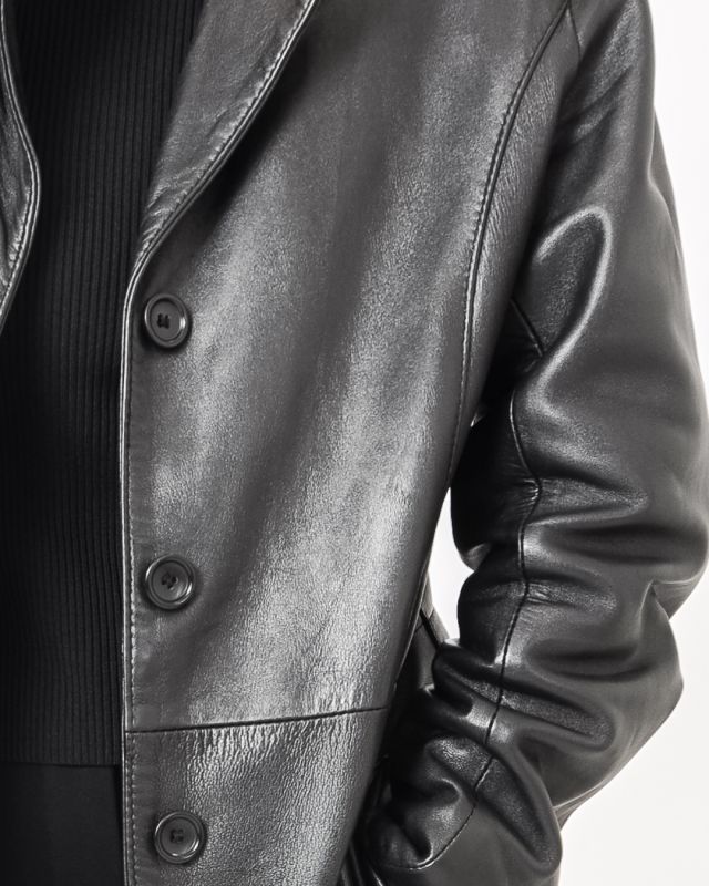 Vintage 90s Black Leather Coat Size M - L - 7