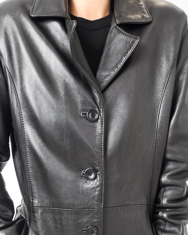 Vintage 90s Black Leather Coat Size M - L - 3