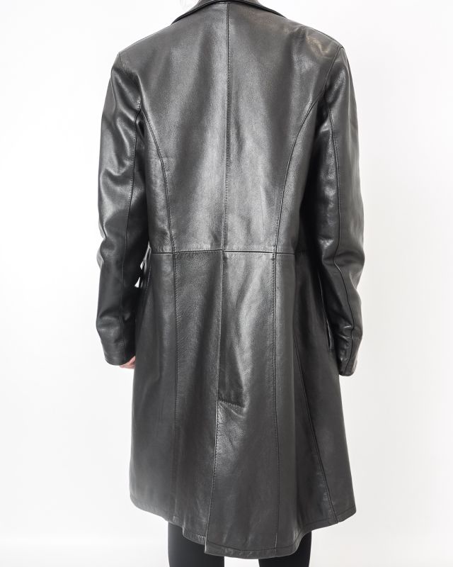 Vintage 90s Black Leather Coat Size M - L - 8