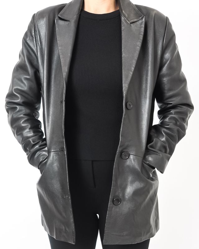 Vintage 90s Black Leather Jacket Size S - M - 4