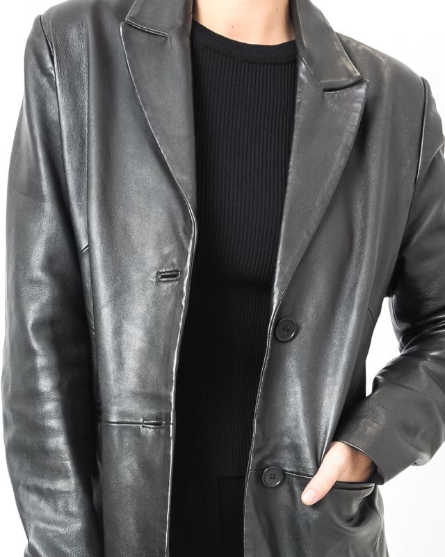 Vintage 90s Black Leather Jacket Size S - M - 2