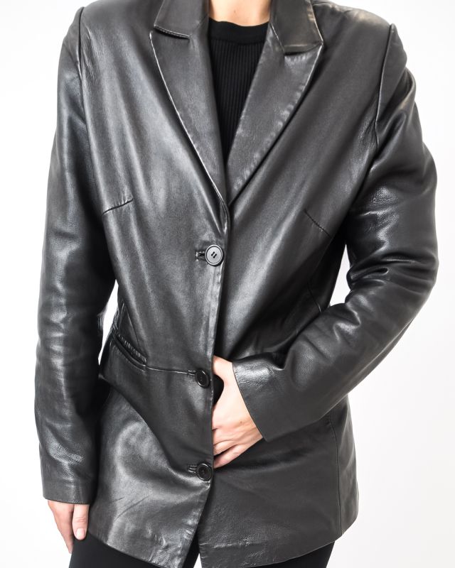 Vintage 90s Black Leather Jacket Size S - M - 5