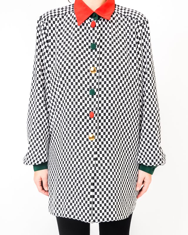 Vintage 70s - 80s Checkerboard Long Shirt Size M - L - 4