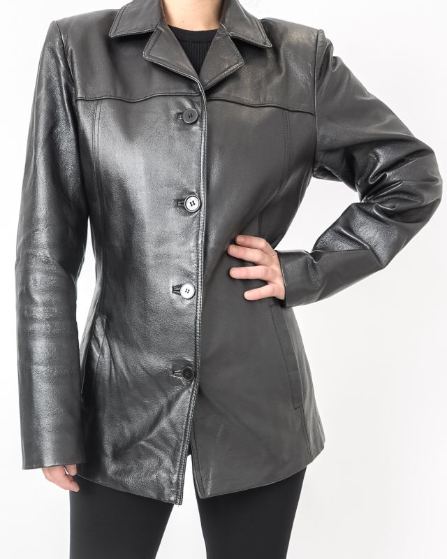 Vintage 70s Black Leather Jacket Size M - 5