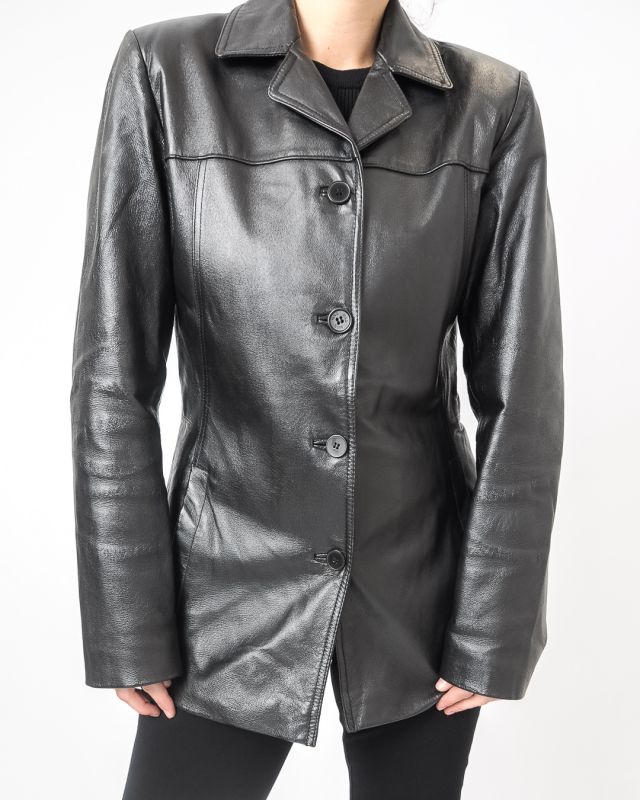 Vintage 70s Black Leather Jacket Size M - 1