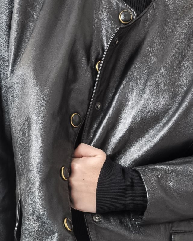 Vintage 80s Black Leather Jacket Size M -L - 3