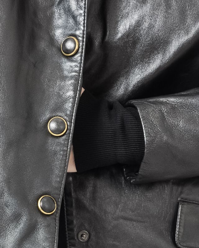 Vintage 80s Black Leather Jacket Size M -L - 2