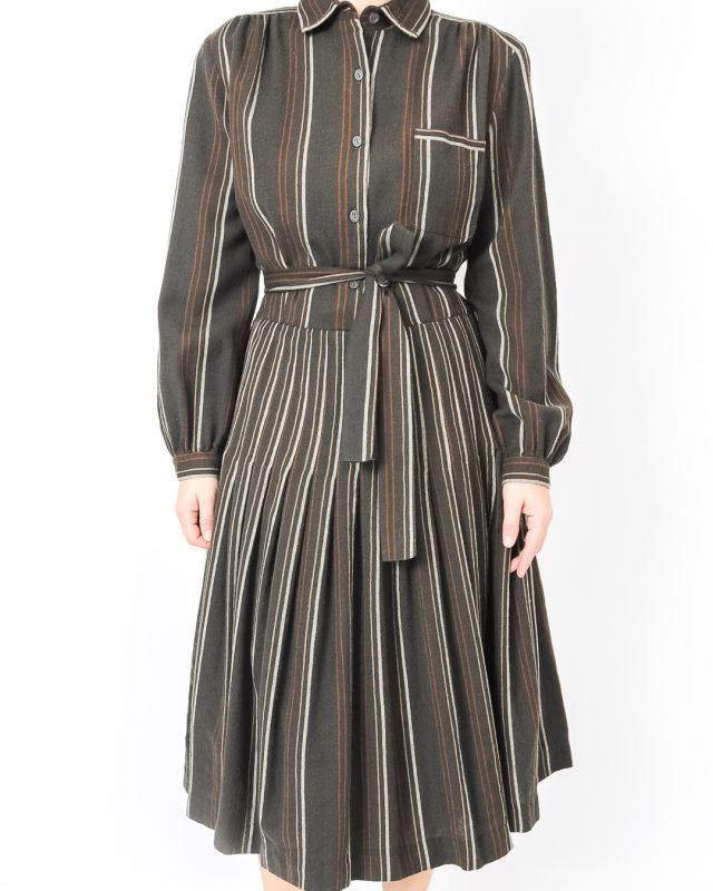 Vintage 70s Striped Wool Dress Size M - L - 1