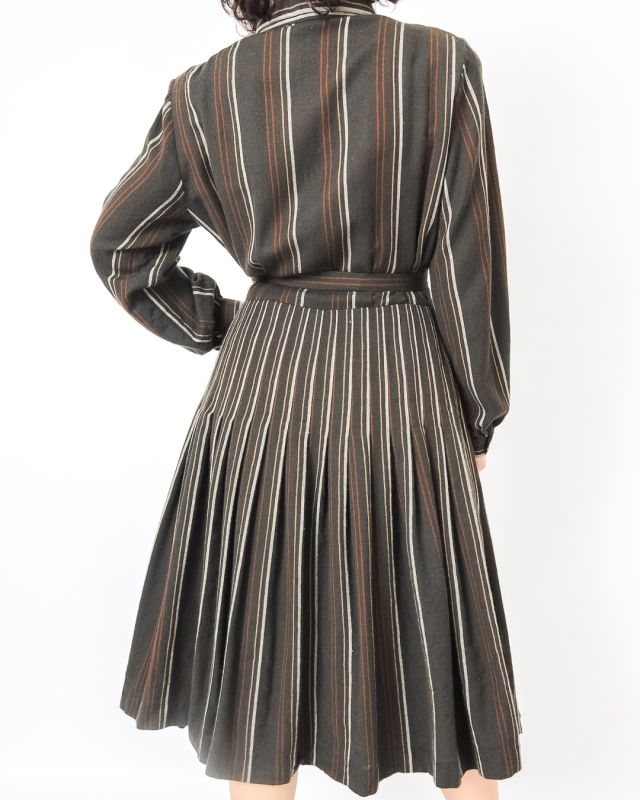 Vintage 70s Striped Wool Dress Size M - L - 8