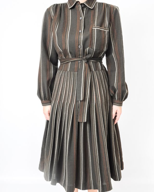 Vintage 70s Striped Wool Dress Size M - L - 5